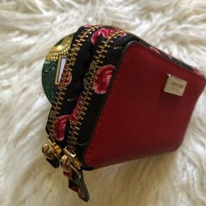 Kate Spade Laurel Way Rosie Double Zip Around Mini Wallet Rooster Red